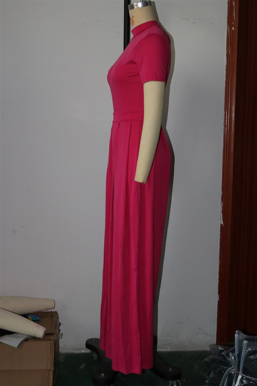 Clothing Color Short Sleeve Rompers Wide Leg Pants Two Piece Set