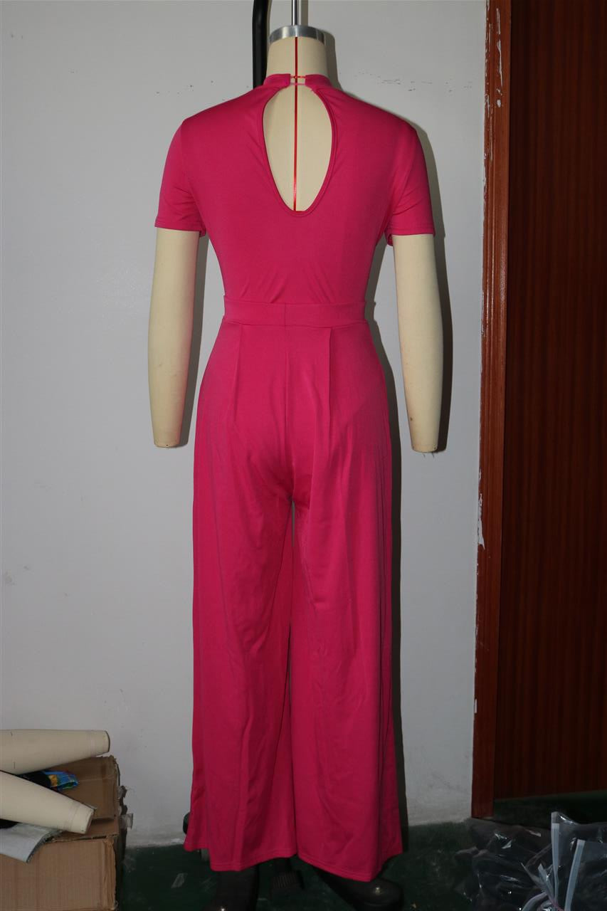 Clothing Color Short Sleeve Rompers Wide Leg Pants Two Piece Set