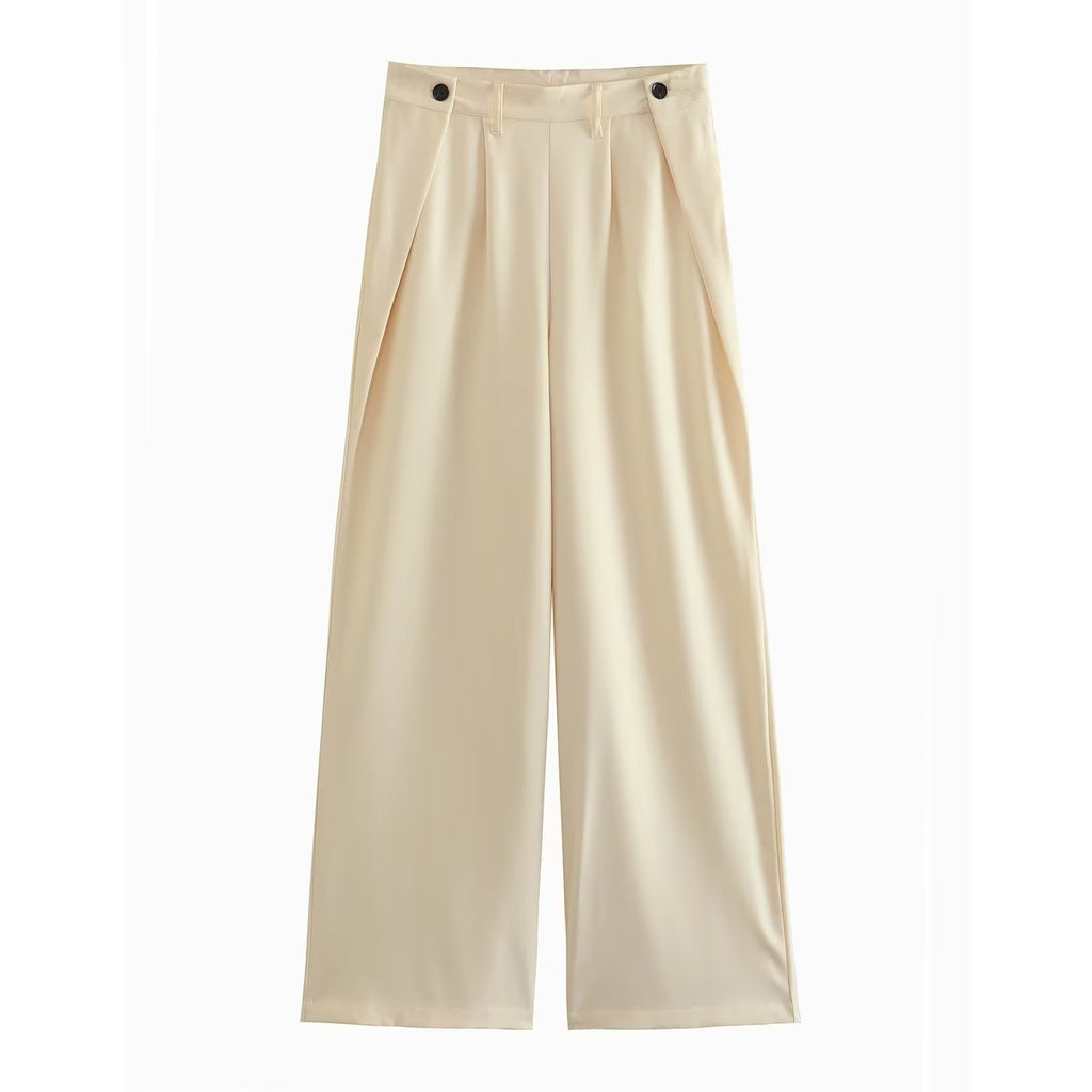 Cutout Out Sets Top High Waist Pleated Design Work Pant Sets