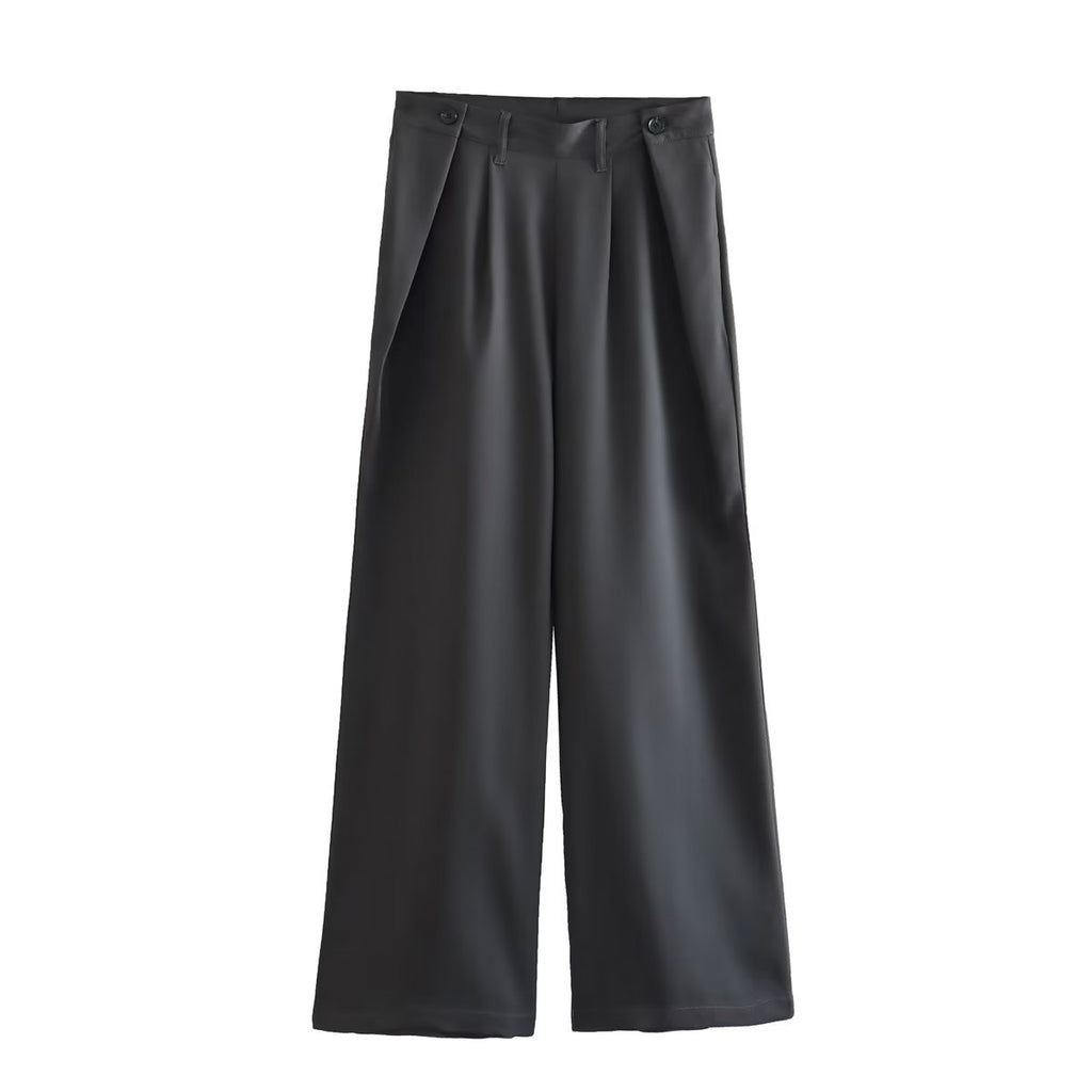 Cutout Out Sets Top High Waist Pleated Design Work Pant Sets