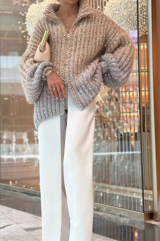 Chanel-style Sequin Knit Cardigan