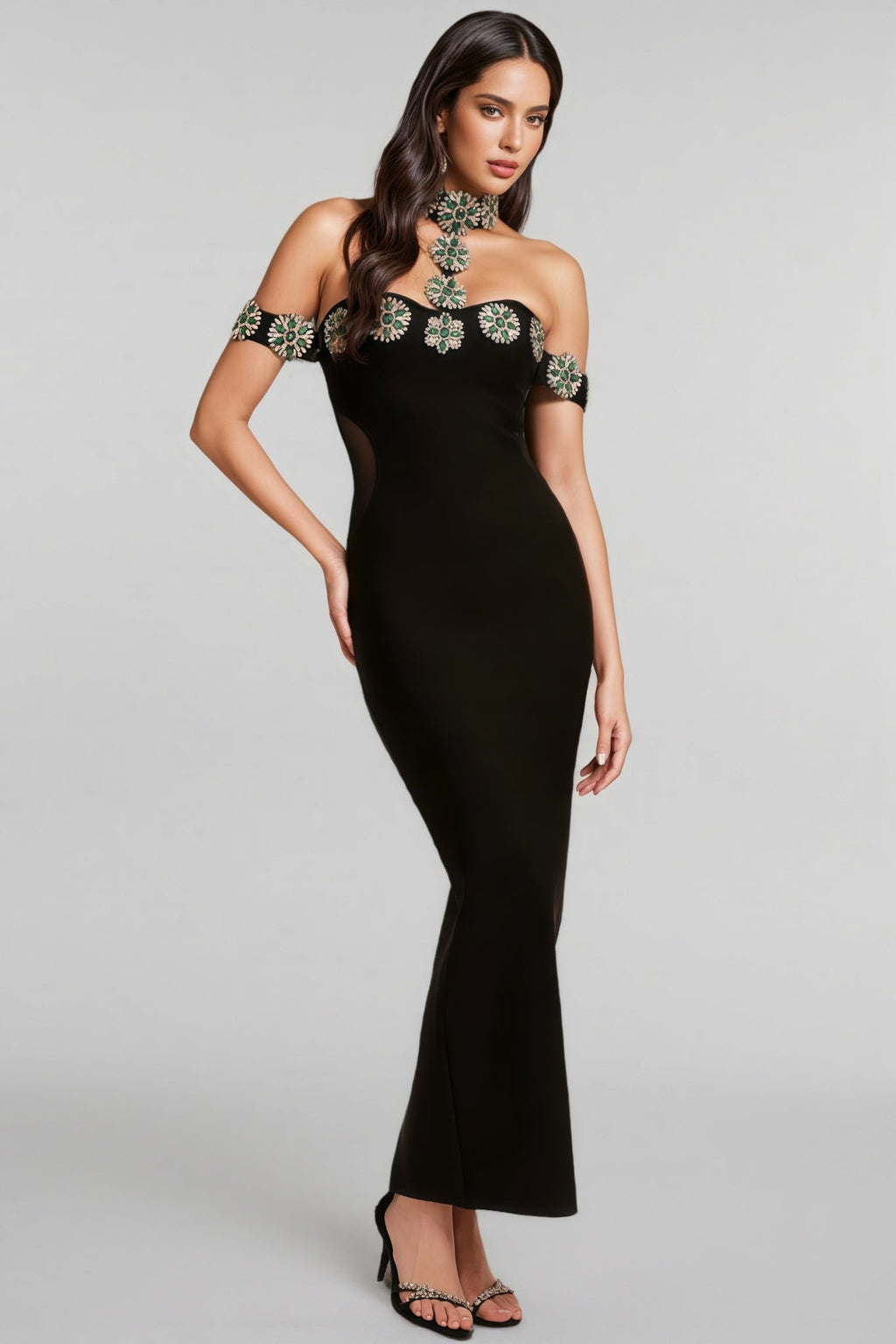 Mona Crystal Bandage Maxi Dress