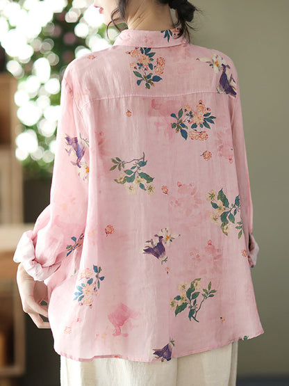 Spring Button Up Ramie Blouse At1089