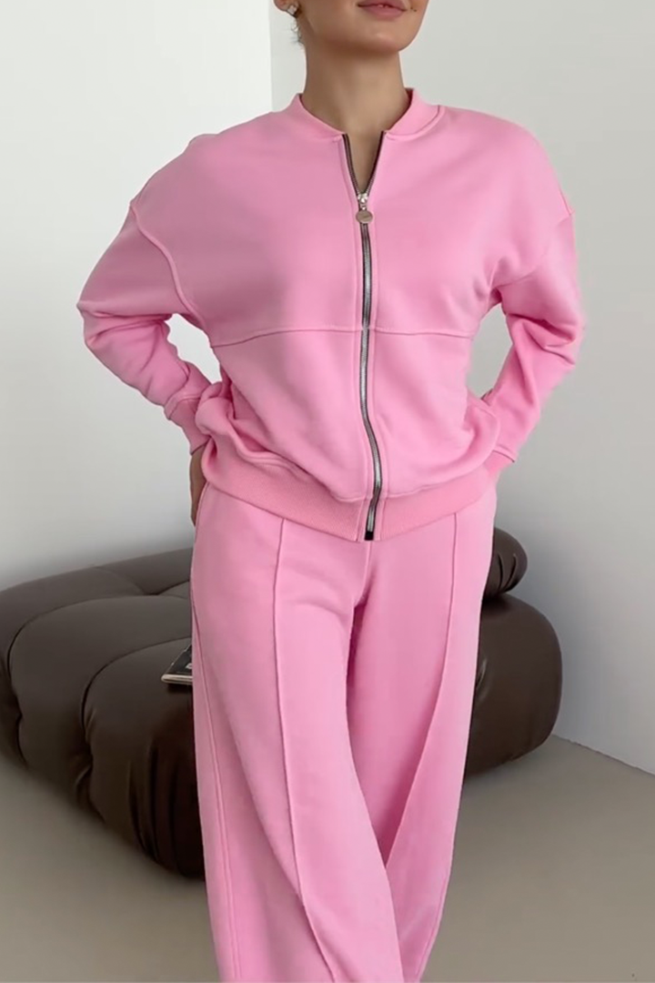 Zipper Jacket & Pants Two-piece Set