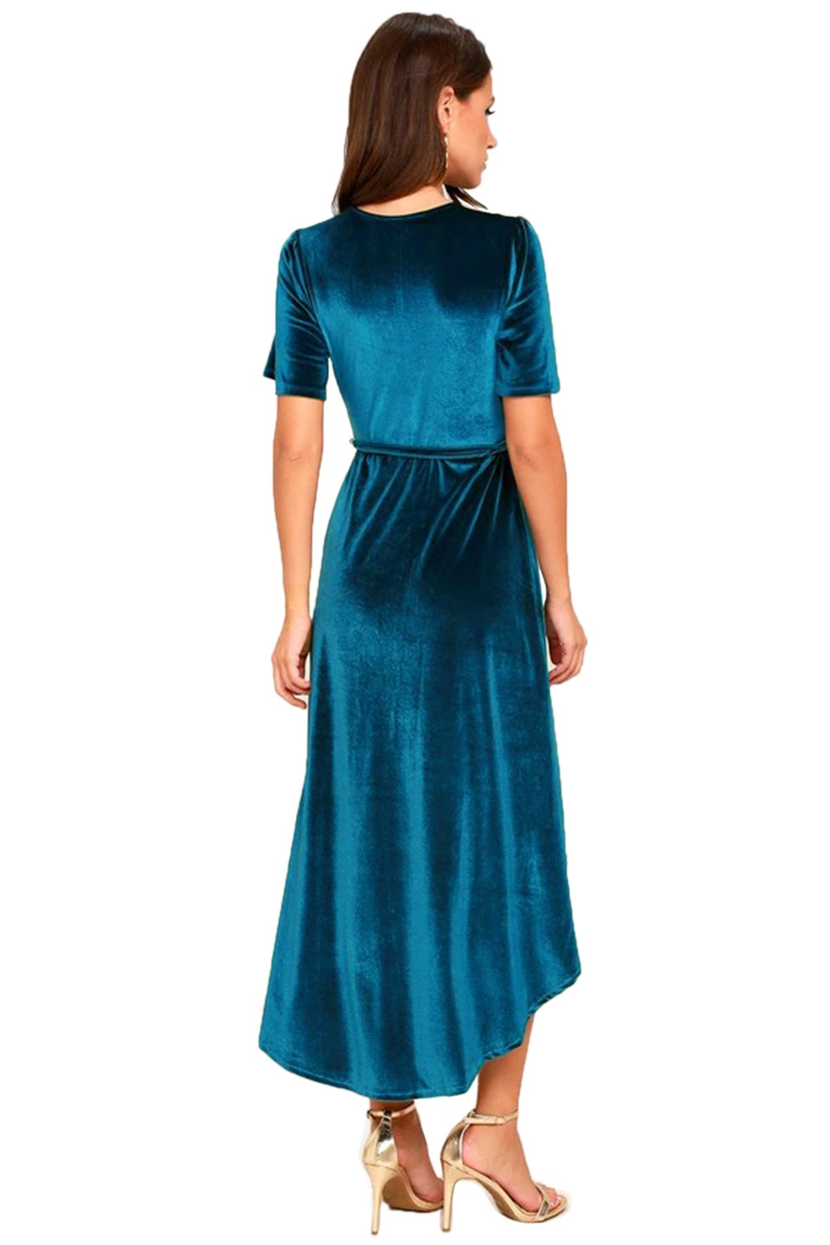 Clothing V-neck Dress Velvet Cardigan Lace-up Irregular Asymmetric Dress