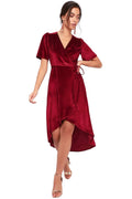 Clothing V-neck Dress Velvet Cardigan Lace-up Irregular Asymmetric Dress