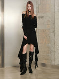 North Node Asymmetric Knit Sweater Dress - Heather and Noir