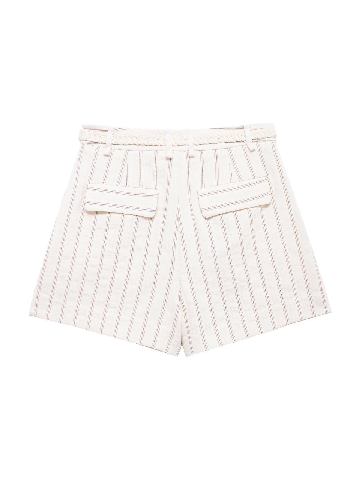 Striped Vest Waist Coat & Shorts With Belt Coord Set