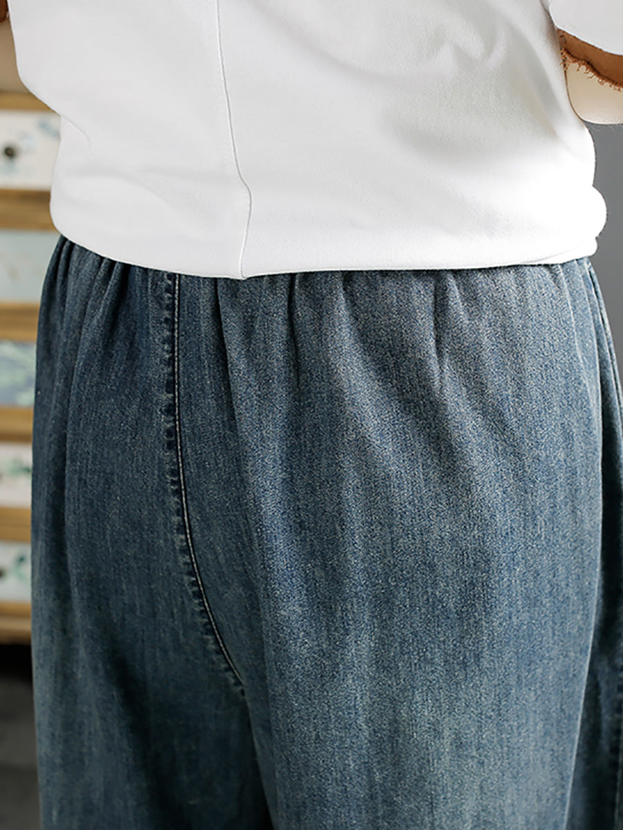 Summer Embroidery Wide-leg Denim Pants Kl1007