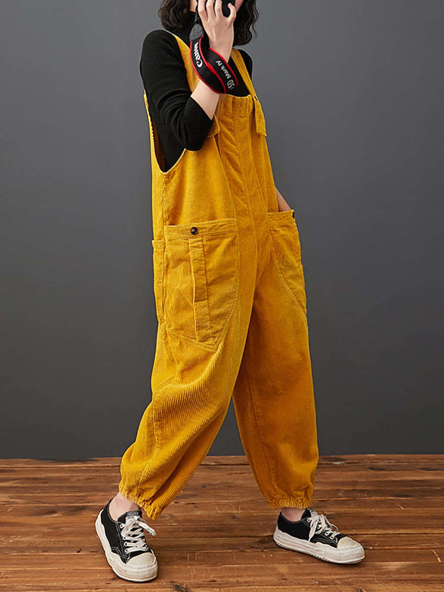 Commute Autumn Corduroy Loose Jumpsuits Ak1022