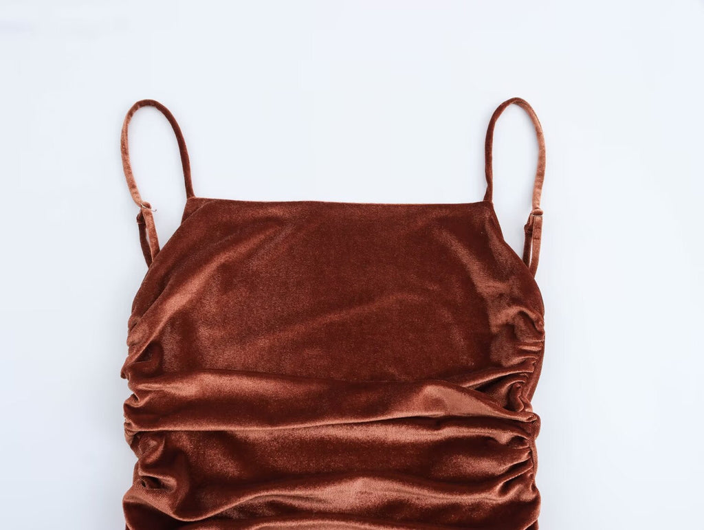 Fall Clothing Sling Pleated Midi Dress