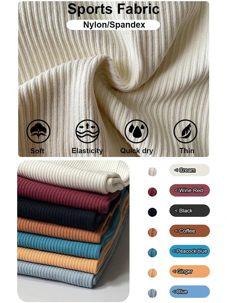 Ribbed Yoga Leggings Sports Tights Seamless Knit Yoga Pants White Femme Gym Leggings Skinny Workout Fitness Push Up