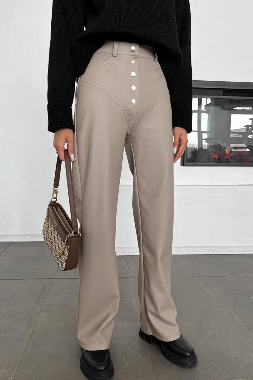 Leather Patchwork Pants