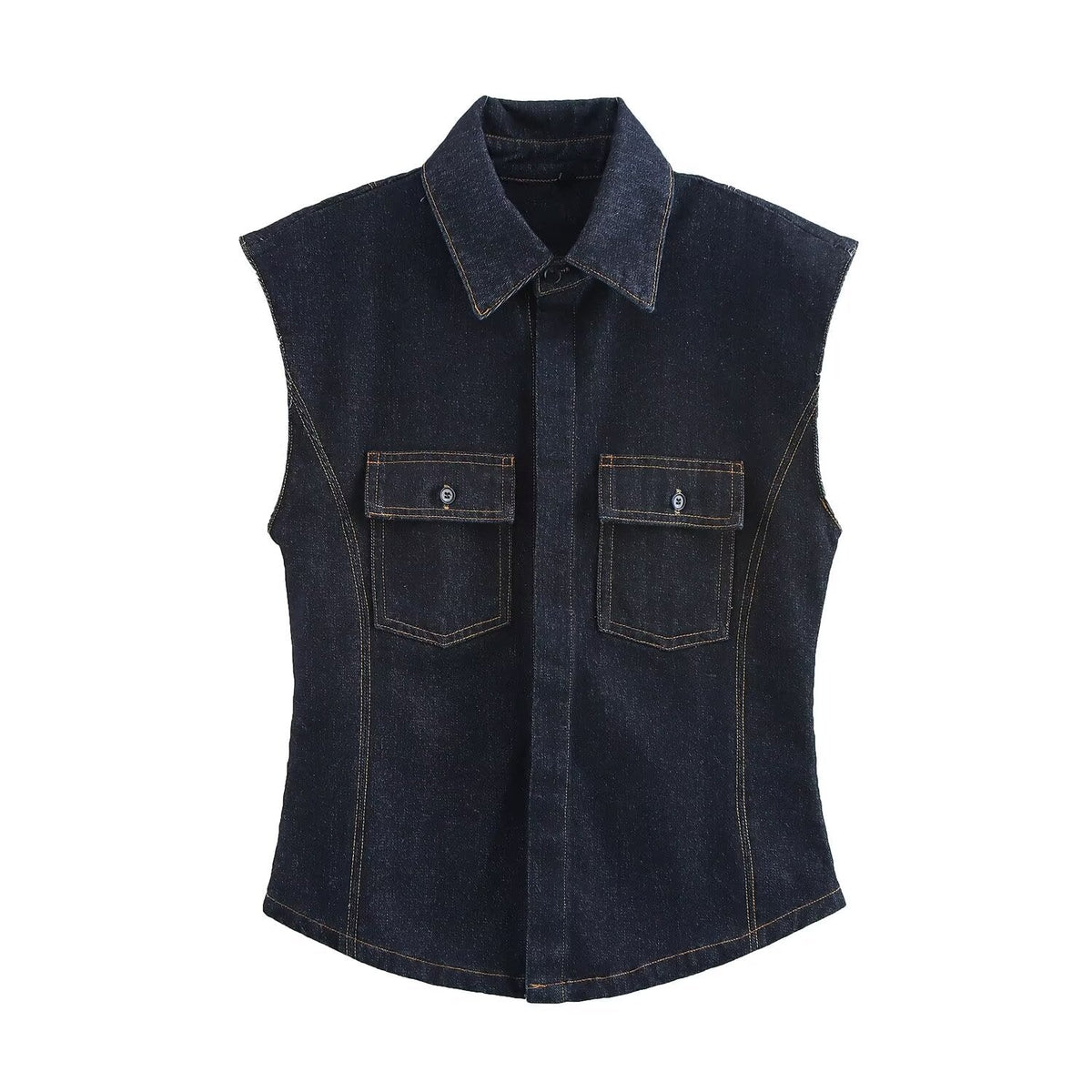 Winter Sleeveless Denim Vest Mid Rise Pants Sets