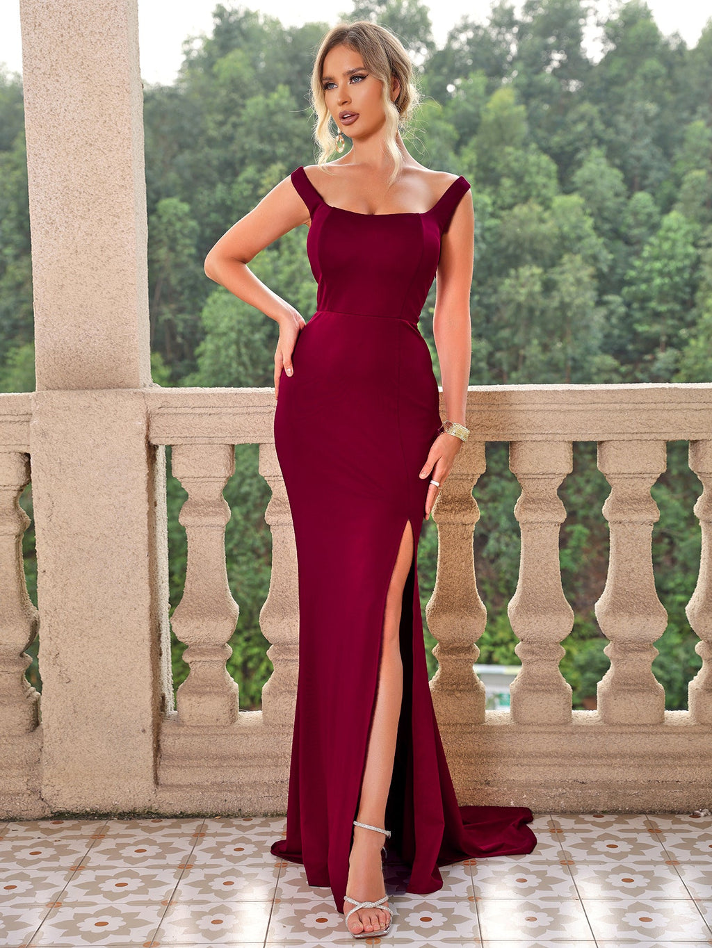 Color Tied Backless Slit Camisole Gown Maxi Dress