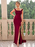 Color Tied Backless Slit Camisole Gown Maxi Dress
