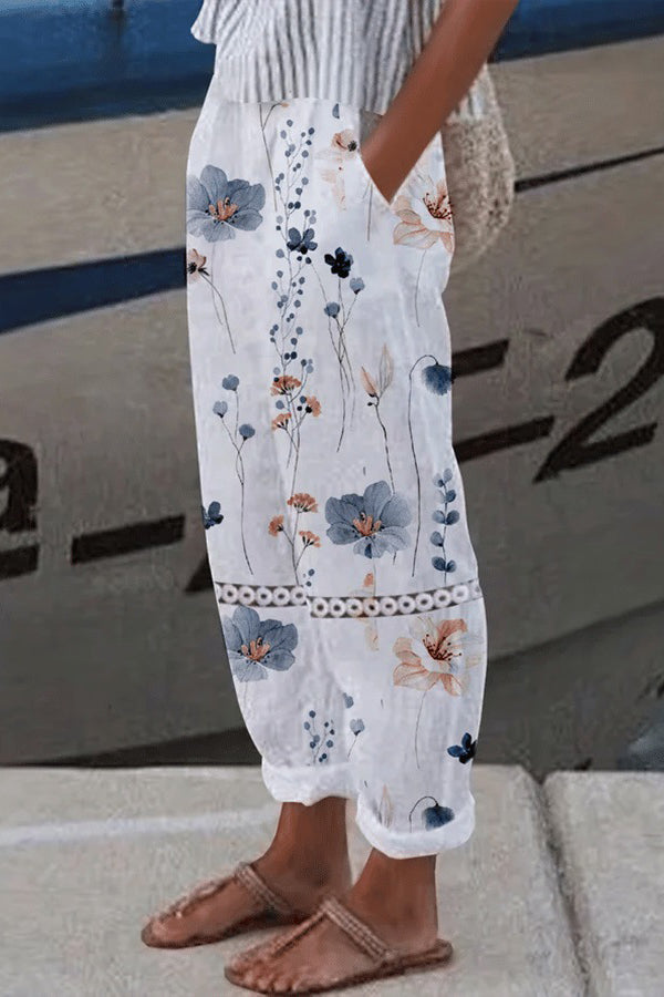 Unique Printed Button Pocket Pants