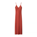 Spring Silk Satin Texture Color Sling Midi Dress