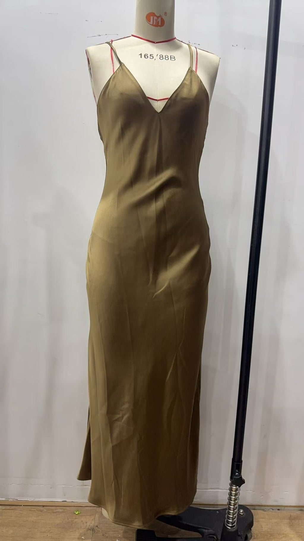 Spring Silk Satin Texture Color Sling Midi Dress
