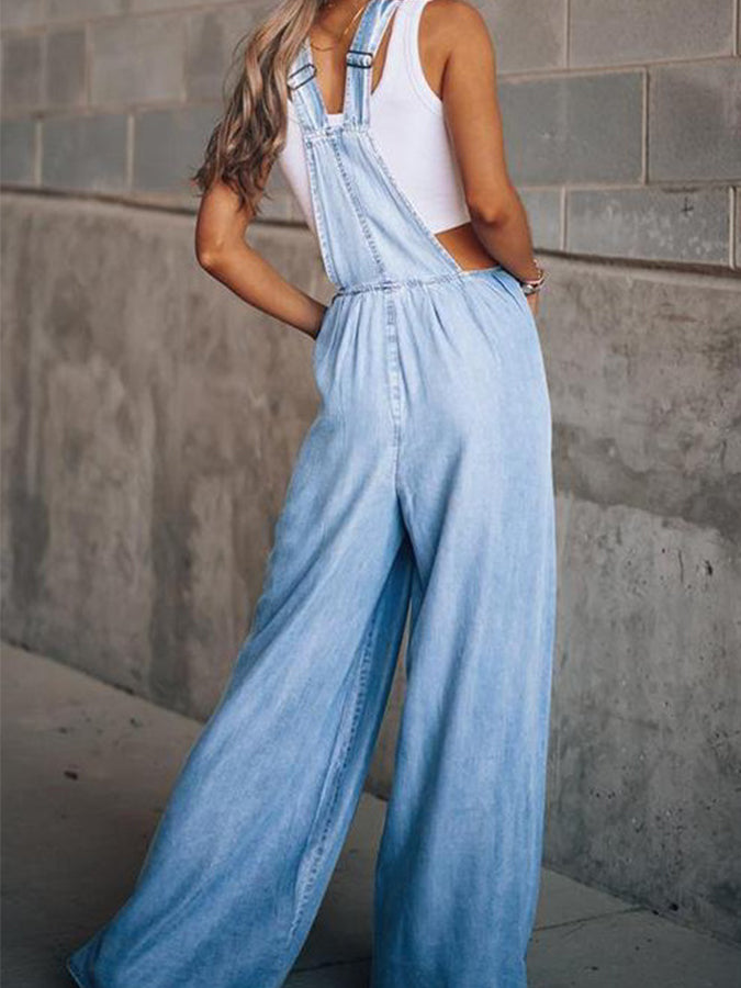 Denim Wide-leg Pants Jumpsuits