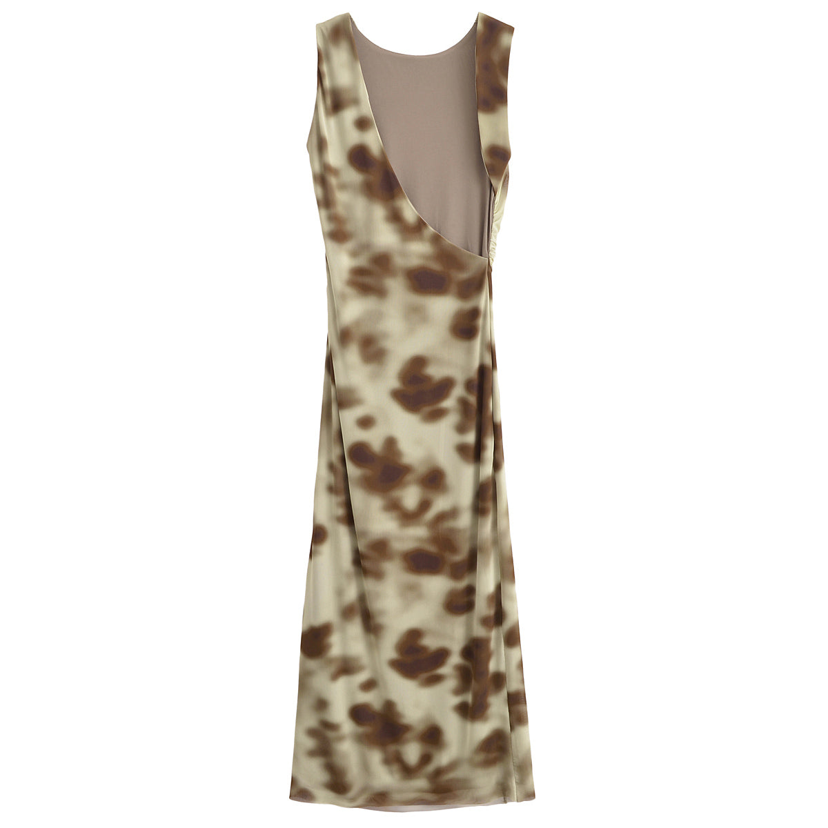 Pleated Silk Net Printing Midi Dress