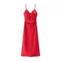 Homemade Clothing Classic Simple Silk Satin Texture Midi Dress