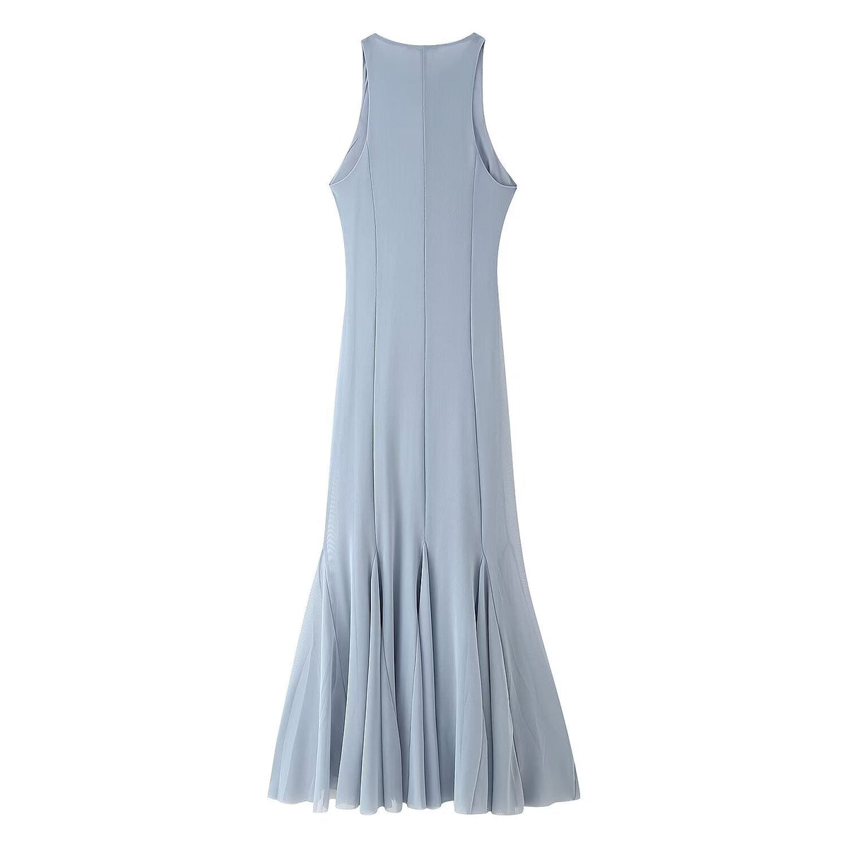 Slim Fit Wide Hem Silk Net Midi Dress