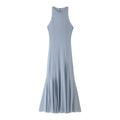 Slim Fit Wide Hem Silk Net Midi Dress