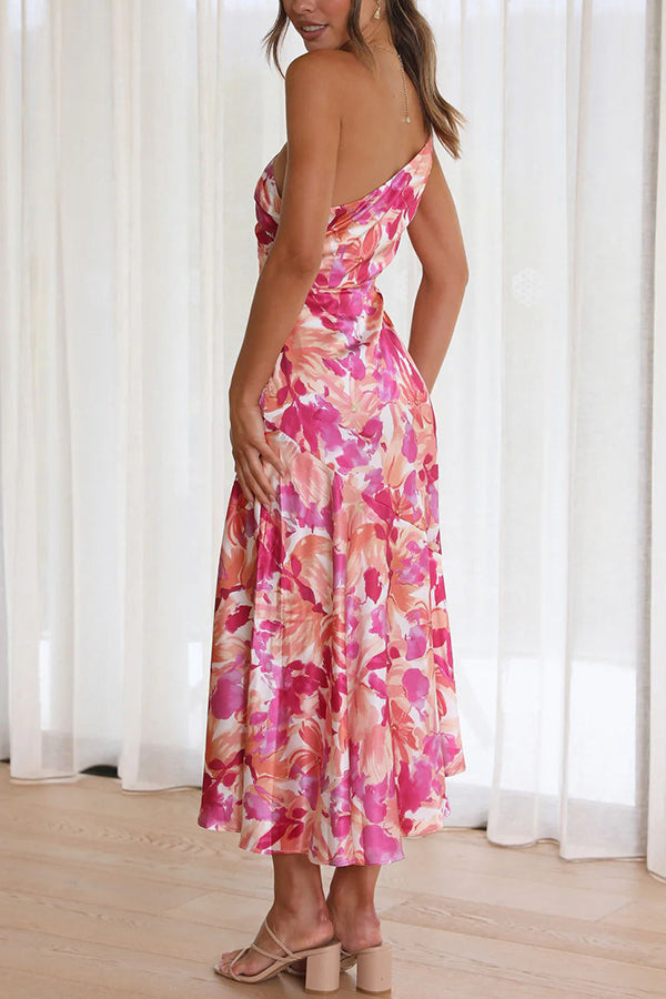 Buy Myself Flowers One Shoulder Midi Dress