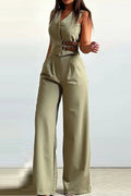 V-neck Vest & Pants Two-piece Set