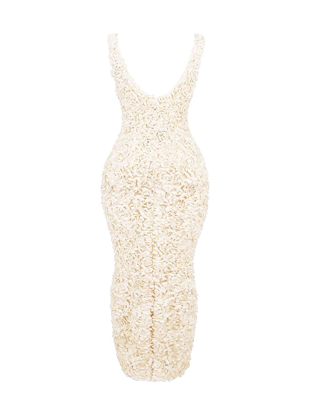 Creme Plunge Appliqué Maxi Dress-carena