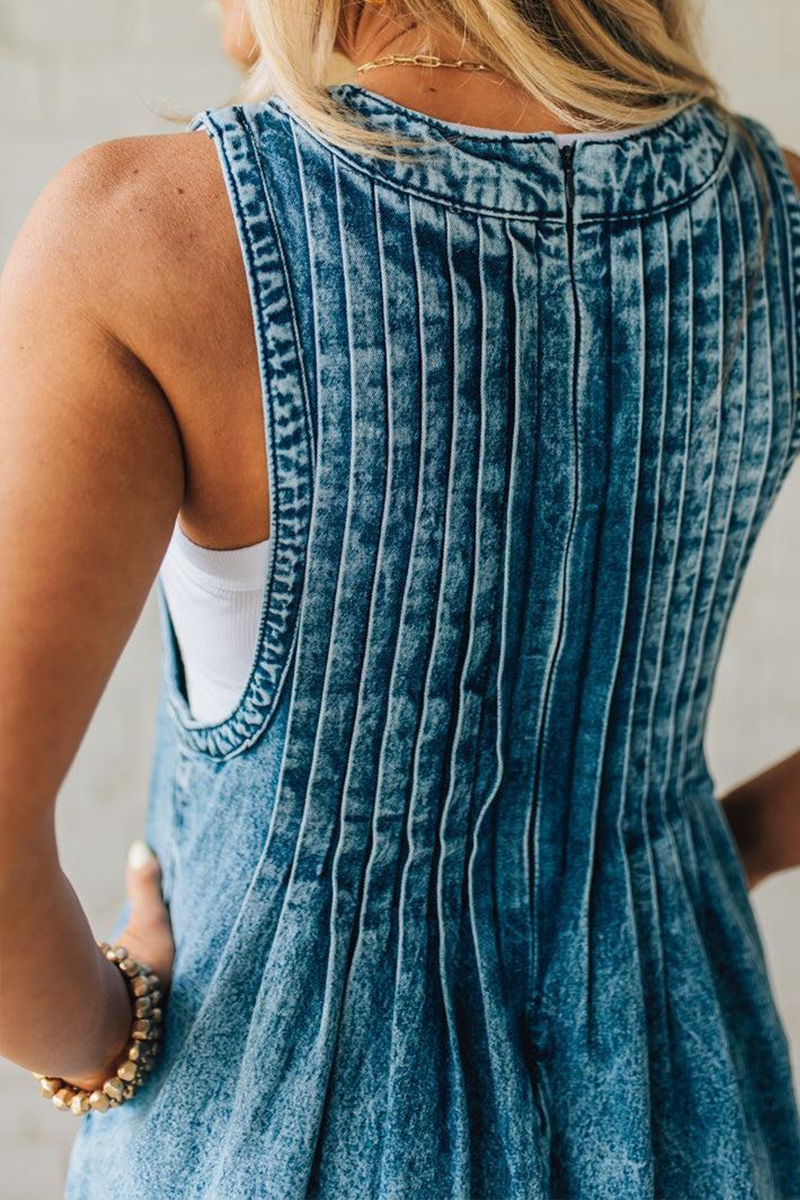 ' Shoulder Strap Hollow Splicing Pleated Jumpsuit