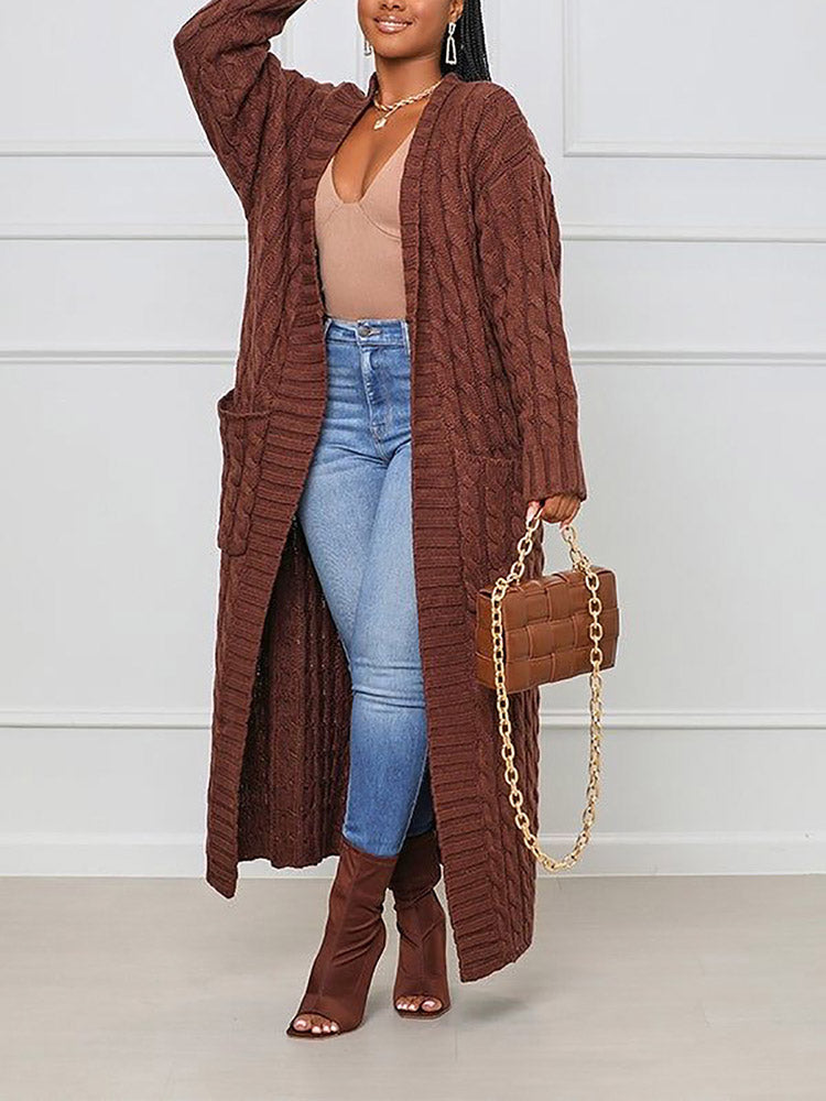 Knitted Graceful Open Front Cardigan