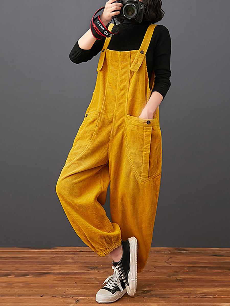 Commute Autumn Corduroy Loose Jumpsuits Ak1022