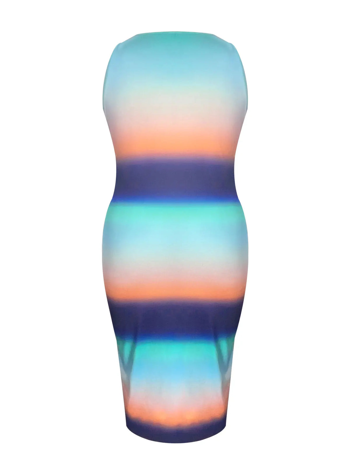 4xl 5xl Striped Gradient Bodycon Cami Dress Notch Neck Sleeveless Printing Midi Dress for