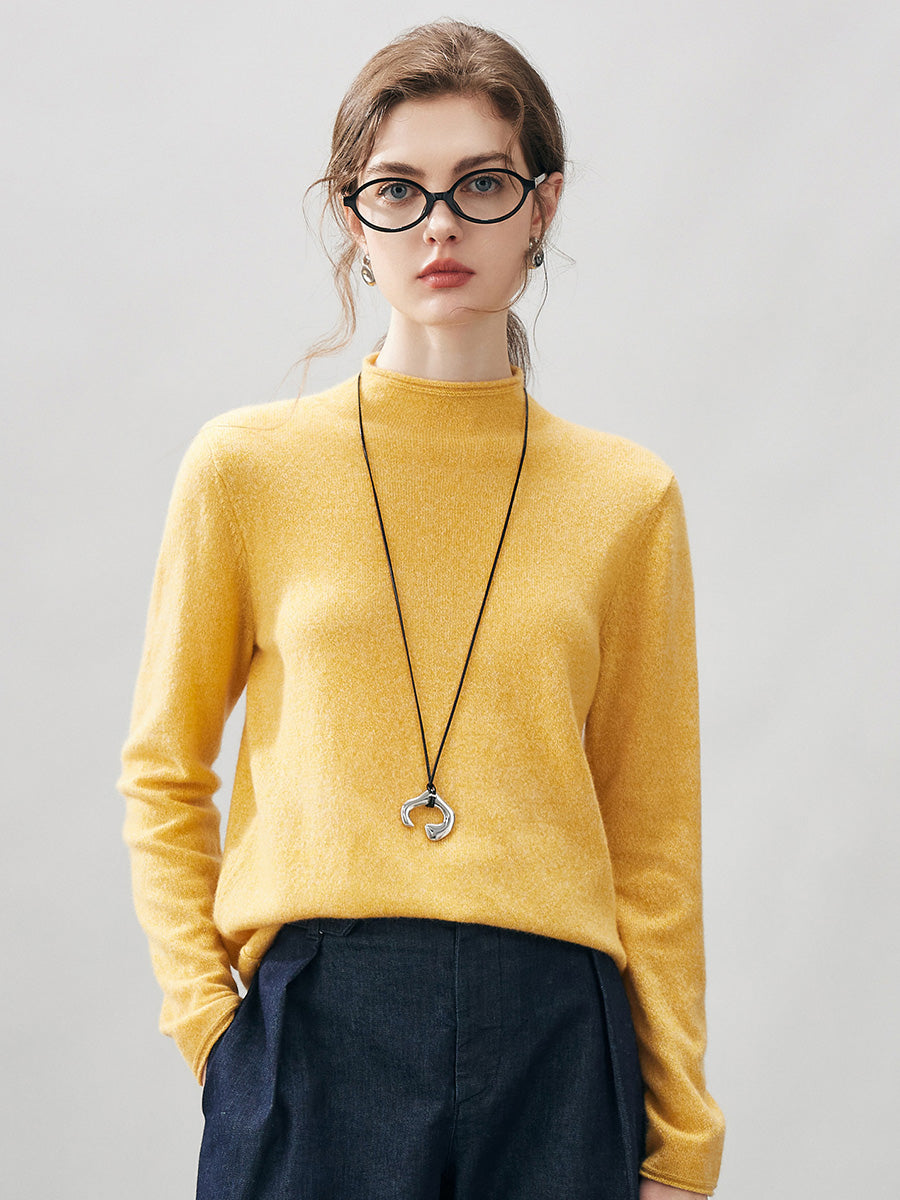 100% Cashmere Round Neck Knit Sweater