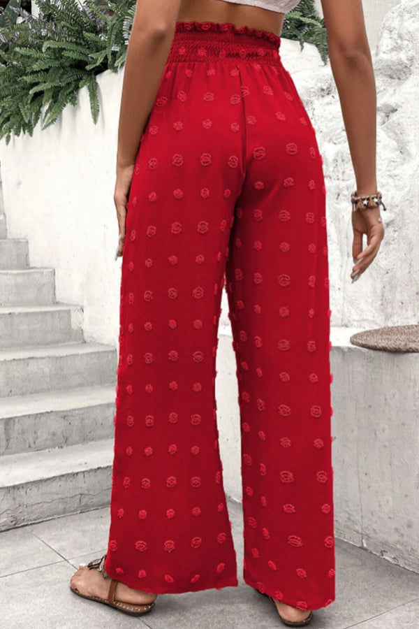 High Waist Jacquard Wide Leg Pants Trousers