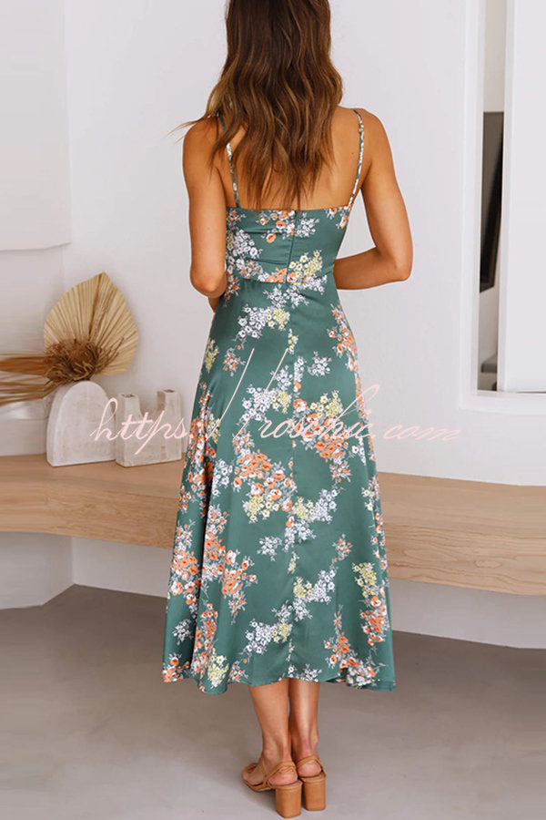 Dreamers Satin Tie Up Slit Midi Dress