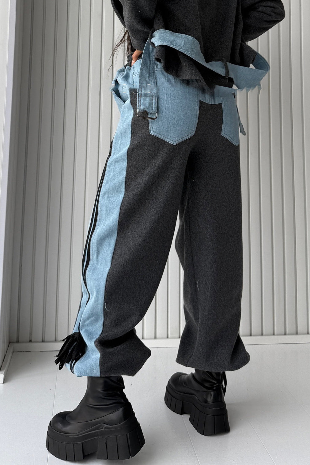 Workwear Stripe Panel Straight Leg Pants