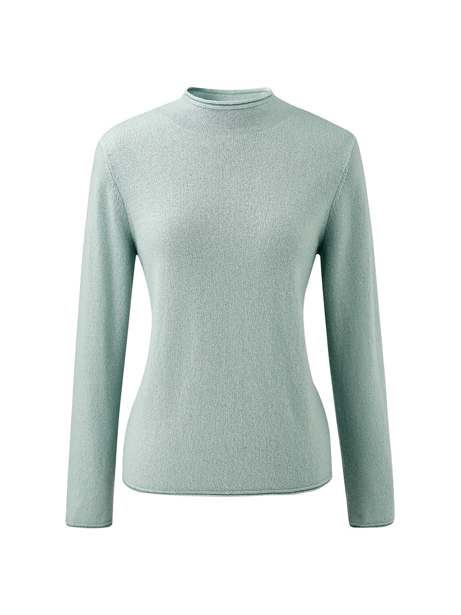 100% Cashmere Round Neck Knit Sweater