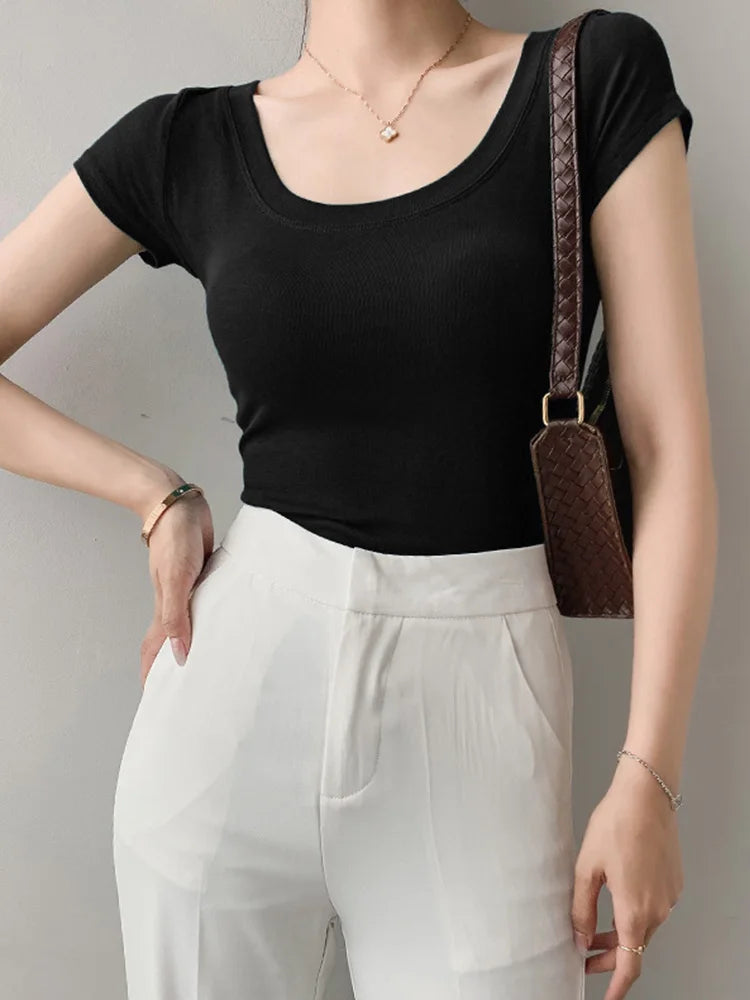 16 Colors Summer T Shirt T-shirt Woman Clothes Tops Y2k Cotton Slim Tshirt Female Short Sleeve