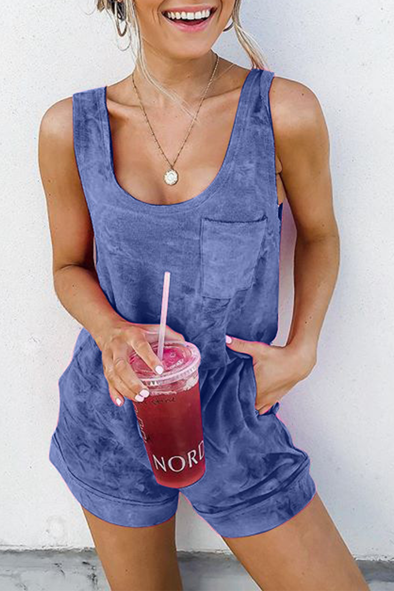 Gradual Change Tie-dye U Neck Regular Jumpsuits(5 Colors)