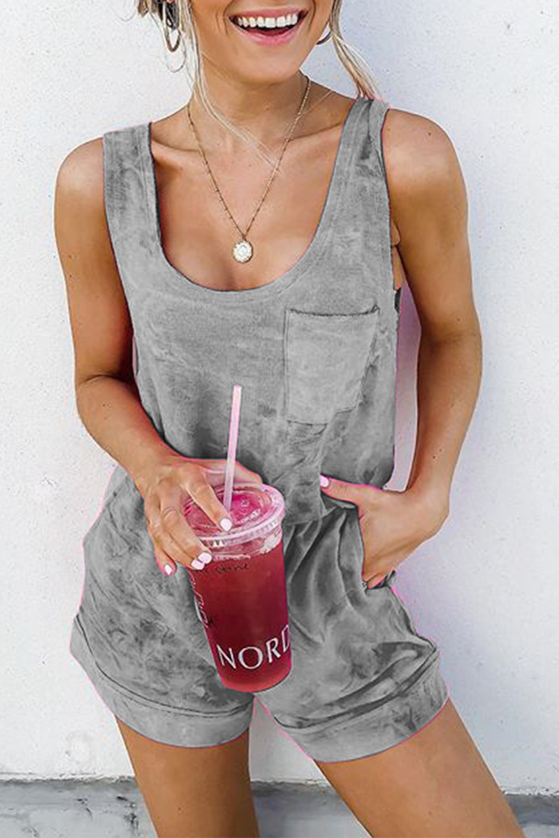 Gradual Change Tie-dye U Neck Regular Jumpsuits(5 Colors)