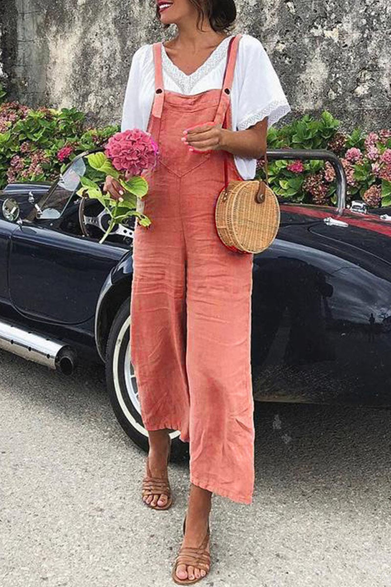 Street Spaghetti Strap Loose Jumpsuits(5 Colors)