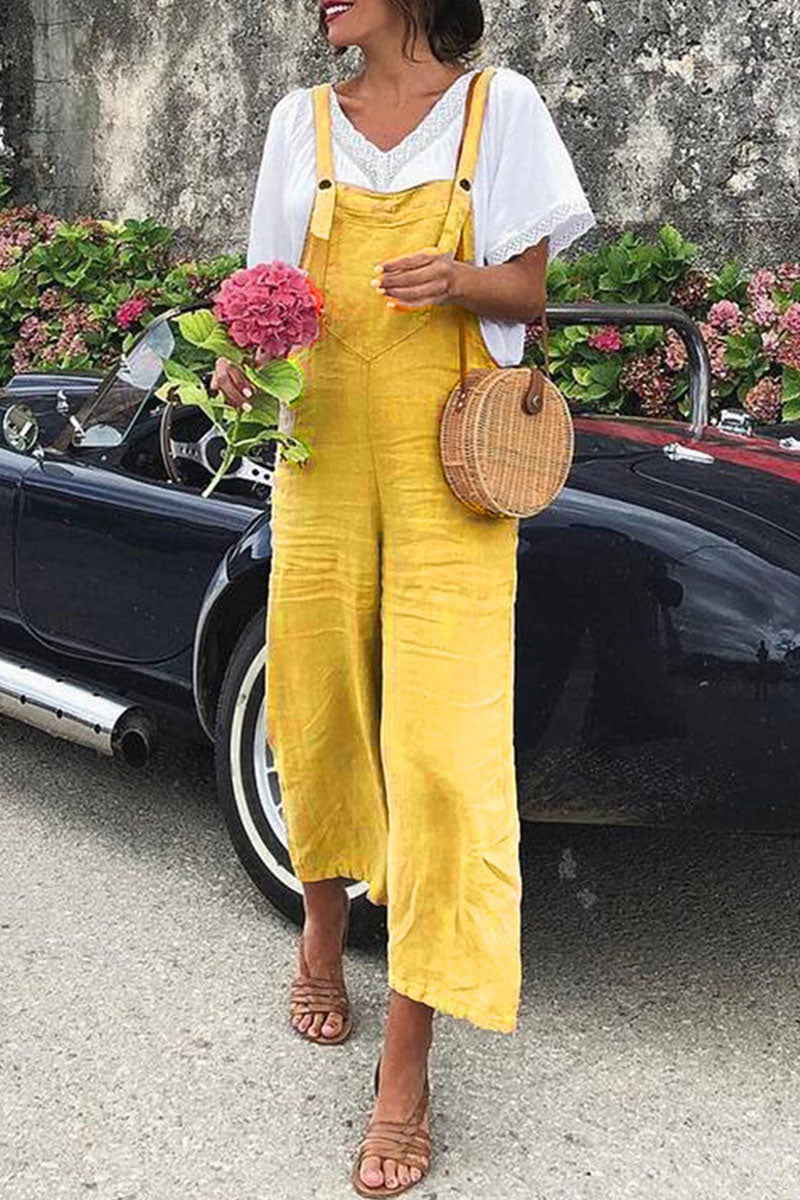 Street Spaghetti Strap Loose Jumpsuits(5 Colors)
