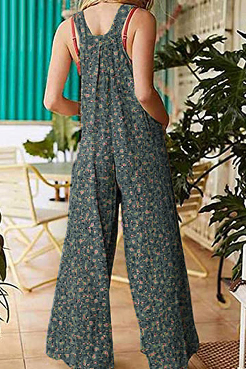 Pocket Square Collar Regular Jumpsuits
