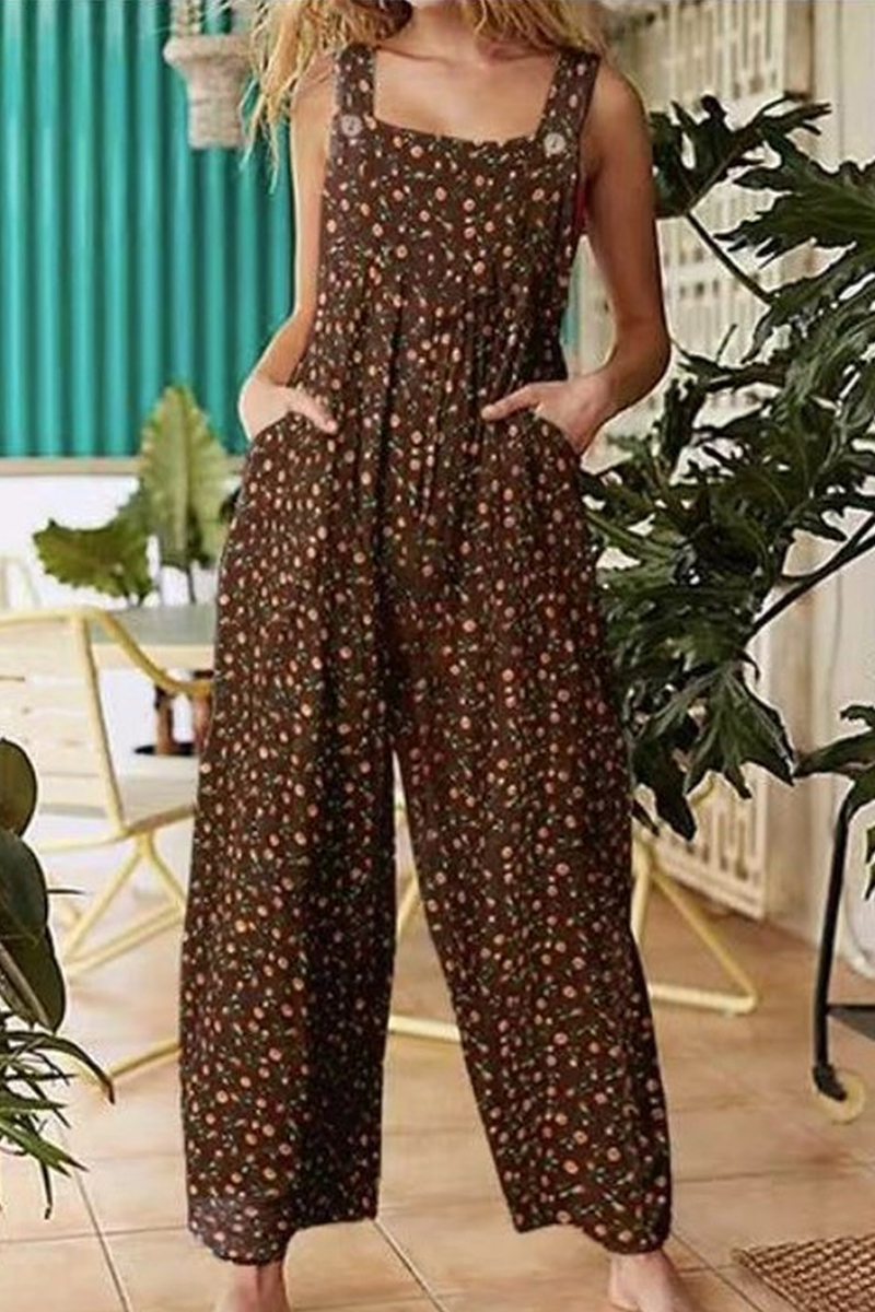 Pocket Square Collar Regular Jumpsuits