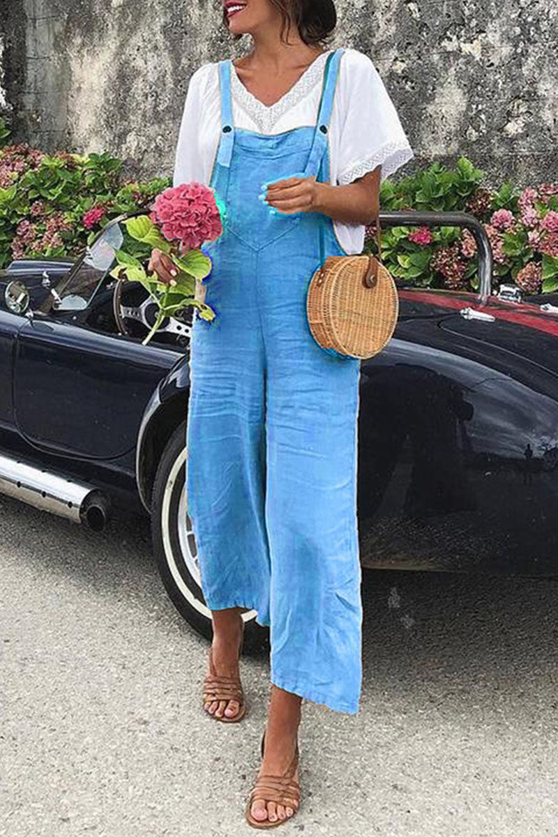 Spaghetti Strap Loose Jumpsuits(5 Colors)