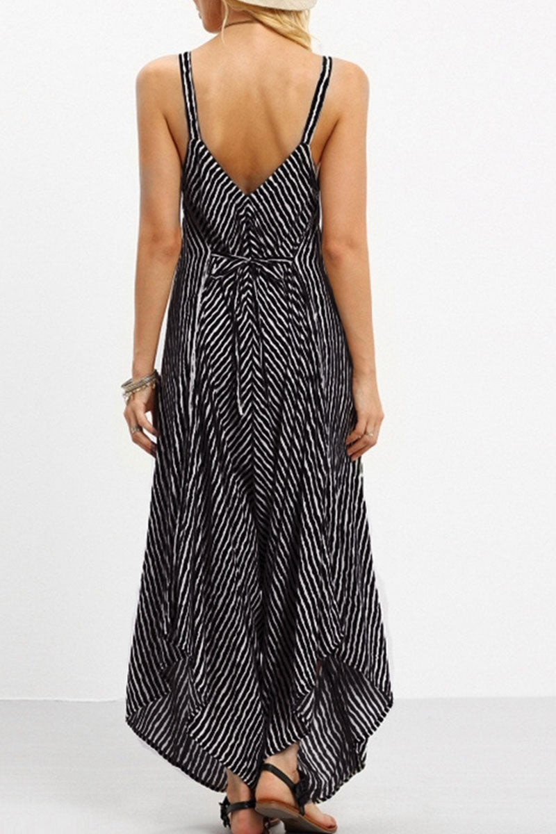 Striped Patchwork Spaghetti Strap Loose Jumpsuits
