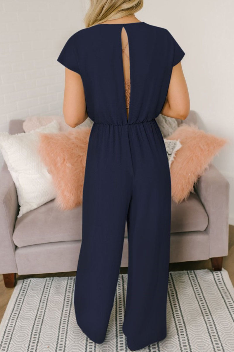 Street Backless V Neck Loose Jumpsuits(3 Colors)
